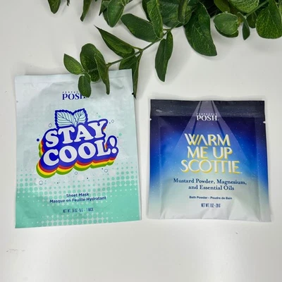 Perfectly Posh NWT Sheet Mask Stay Cool & Bath Powder Warm Me Up Scottie - Image 1 of 4