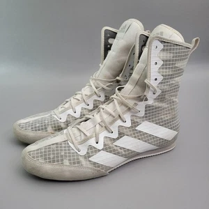 Scarpe da boxe Adidas Box Hog 4 alte taglia 7 scamosciate nuvola bianco grigio - Foto 1 di 12