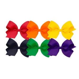 Wee Ones Classic Grosgrain Hair Bows No Slip Clip 6 Pack Variety Colors - Picture 1 of 6