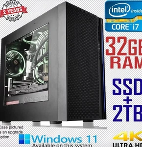 Intel Core i7 Gaming PC 32GB RAM Computer Windows 11 Home Desktop 2TB - Afbeelding 1 van 3