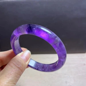 Bracciale Cristallo Quarzo Ametista Viola Naturale Diametro Interno 57mm - Foto 1 di 6