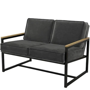2er-SET KYLA | Designer Sitzbank | Samt | Grau | Sitz Polster Lounge Stahl Ec... - Bild 1 von 10