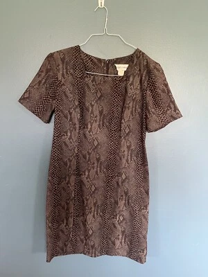 Vestido estampado piel de serpiente vintage Betsy's Things cuello cuadrado manga corta talla 10 Foto 1 de 3