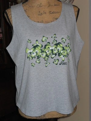 CAMISETA SIN MANGAS ASICS GRIS JASPEADO SERIGRAFIADA TALLA GRANDE Foto 1 de 3