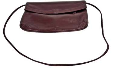 Cartera Bandolera Vintage Anne Klein para Calderón Borgoña Cuero Genuino Nueva con Etiquetas Foto 1 de 4