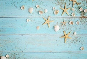 🏖️ Tema de playa de 8 x 6,5 pies 🏝️ Fondo de telón de fondo de estrellas de mar conchas de arena - 🆕 - Imagen 1 de 4