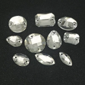 50pcs Mixed Shapes Sizes Crystal Sew On Flatback Rhinestones Crystal Glass Beads - Picture 1 of 6