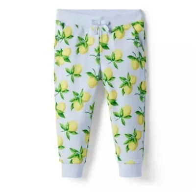 Girl's Janie & Jack Lemon French Terry Knit Jogger Pants Lounge Blue 8 - Image 1 of 4