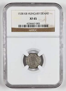 1538 KB Hungary Silver Denar NGC XF45 - Picture 1 of 3