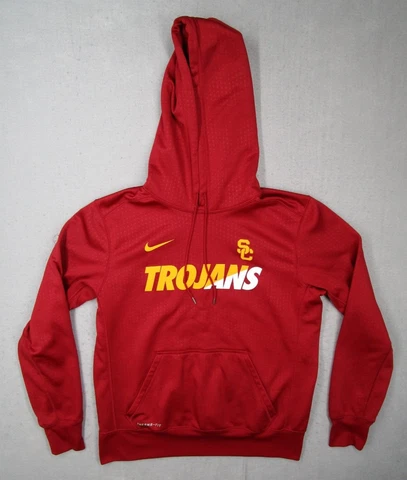 USC Trojans Hoodie Mens Medium Red Nike Therma-Fit Pullover College California Cover