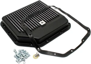 Black Finned Aluminum Transmission Oil Pan Kit W/ Drain Plug TH350 TH-350 2-1/4" - Bild 1 von 8