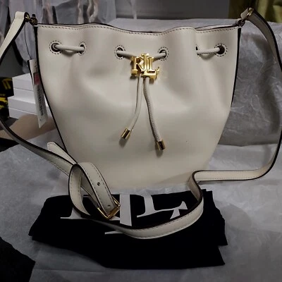 Ralph Lauren Medium Andie Bucket Drawstring Spring Cream Leather Bag Crossbody - Image 1 of 4