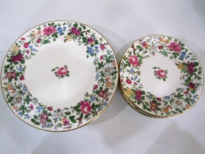 Vintage CROWN BONE CHINA Set X 6 LUNCH X 6 SIDE  Plates, ALL UNUSED CONDITION - Picture 1 of 3