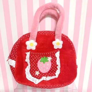Mother Garden Mini Bag fluffy Red Strawberry Lace Dot Kawaii Cute Warm Rare JP - Picture 1 of 12