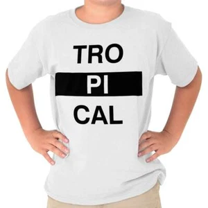 Tropical Beach Vacation Trendy Printed Gift Youth Crewneck T Shirts Boy or Girl - Picture 1 of 5