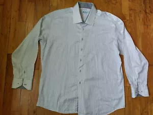 CafeBleu Grey Striped Cotton Button Down Dress Shirt - Men's XL - Picture 1 of 14
