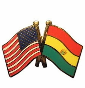 Bolivia Friendship with USA Flag Lapel Badge Pin - Picture 1 of 1