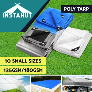 Instahut Tarpaulin Tarp Poly Camping Tarps Canvas Heavy Duty Tent Cover 180gsm - Picture 1 of 30