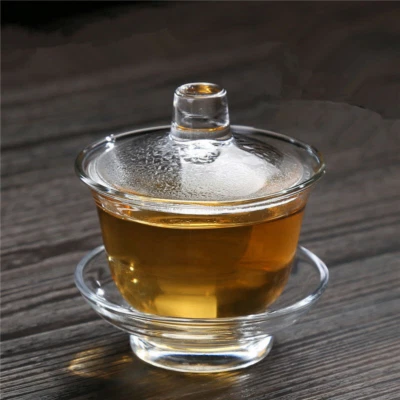 Juego de té chino de vidrio de kungfu taza de té juego de té Gaiwan Foto 1 de 3