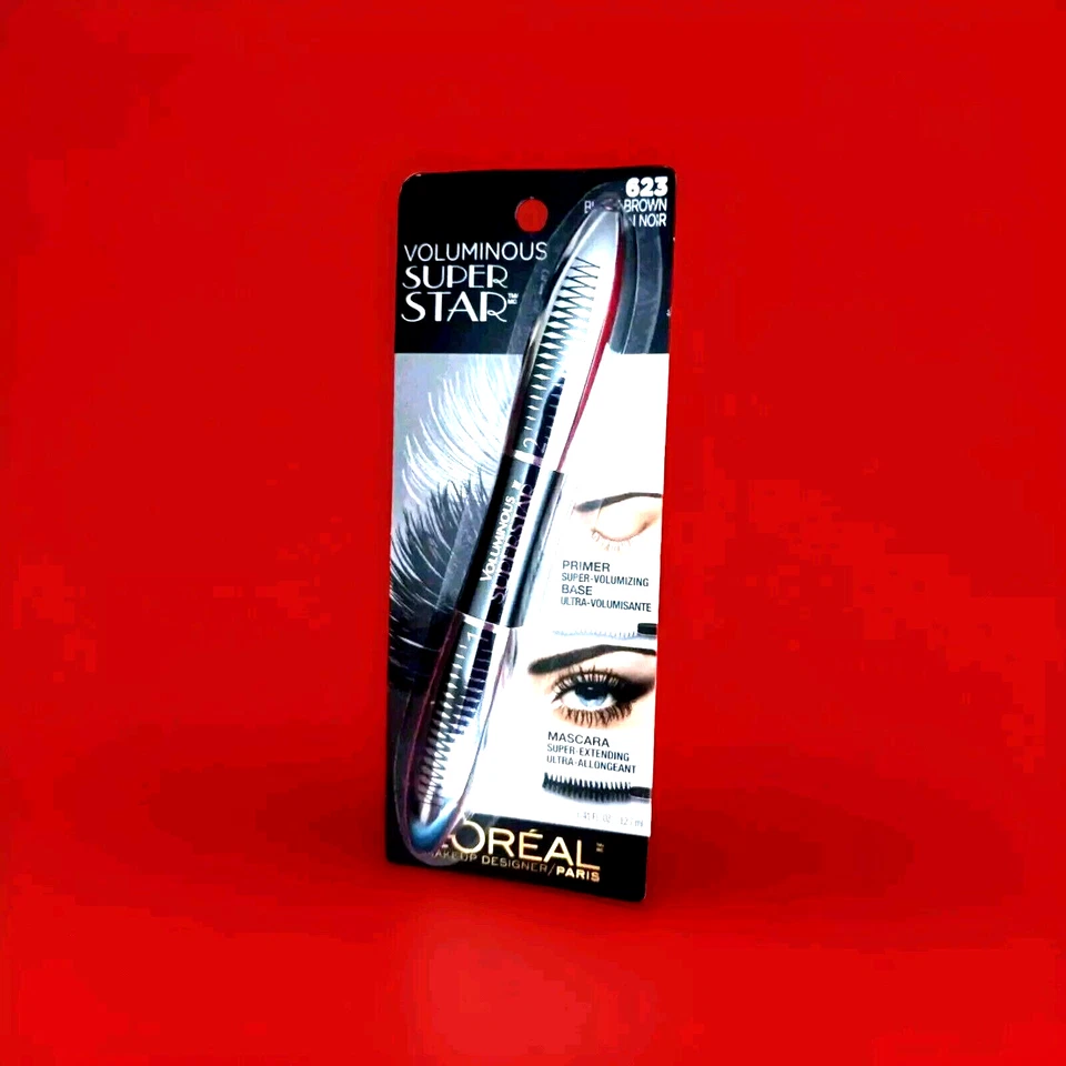 NEW SEALED L'OREAL Voluminous Super Star Mascara & Primer Loreal 623 Black Brown - Image 1 of 4