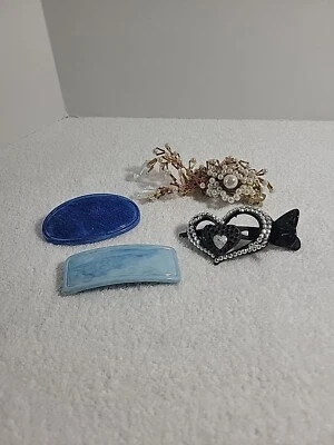 Lote de 4 pinzas para el cabello con pasadores, accesorios para el cabello, clips de lujo/perla y diamante Foto 1 de 4