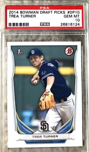 2014 Bowman Draft Picks 1st #DP10 TREA TURNER PSA 10 Gem Mint Phillies Padres - Picture 1 of 2