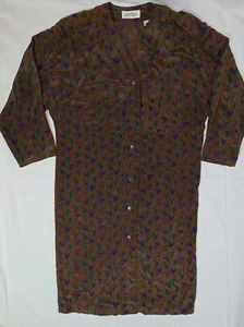 Vintage 80s Linda Allard for Ellen Tracy Silk Button Down Shirt Dress Size 8 - Picture 1 of 8