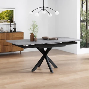 Erweiterbarer Esstisch 150/180 cm Küchentisch mit Betonoptik für 6-8 Personen - Bild 1 von 7