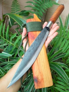 Handmade Bowie Thai-E-Nep Camping knife 10” Steel forged, Rosewood (Pa-Dauk) - Picture 1 of 20