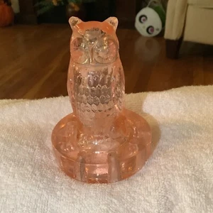 4.5" Owl Flower Frog Vintage Pink Depression Glass8 Holes MCM-No Chips/Cracks - Picture 1 of 7