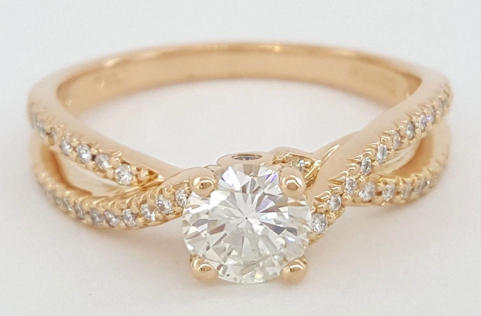 Scott Kay Round Cut Diamond Crossover Engagement Ring 1.16 ct 20K Rose Gold GIA - Image 1 of 4