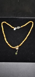 Vintage Yvone Christa orange Kunstperlen Sterling Verschluss Akzent Halskette - Bild 1 von 6