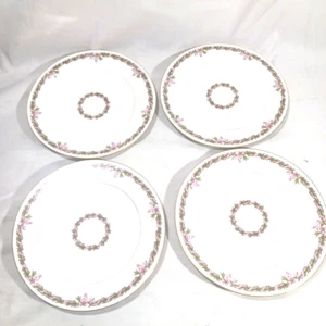 Limoges France Pink Ribbon Wreath Salad Plates Lot of 4 Gold rim Clark Sawyer MA - Picture 1 of 8