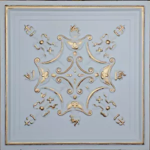 Ceiling tiles faux tin white gold bar cafe art decor wall panel PL07 10pcs/lot - Picture 1 of 12