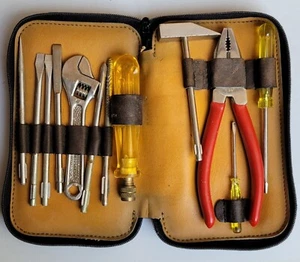 Vintage Travel Kit Multi Tool in Leather Case, West Germany 11 tools - Picture 1 of 11