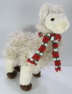 Douglas  Cuddle Tan Llama Striped Scarf 9" Plush Stuffed Animal Toy Realistic - Picture 1 of 9