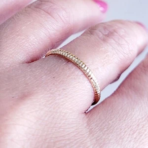 Anillo de regalo vintage brillante corte láser enchapado en oro de 14K boda apilable talla 7 - Imagen 1 de 14