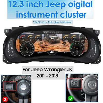 12.3'' Digital Instrument Cluster For JEEP WRANGLER 2011-2017 Speedometer Gauges Foto 1 de 4