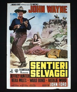 SENTIERI SELVAGGI poster manifesto John Ford Wayne The Searchers Western E16 - Foto 1 di 1