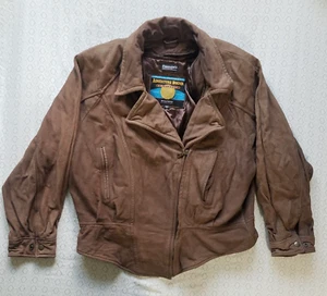 VTG Wilsons Adventure Bound Brown Suede Double Lined Leather Bomber Jacket XL - Picture 1 of 13