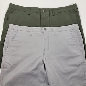 2 Pairs Of Member's Mark Everyday Flat Front Twill Shorts  Gray & Green Size 40 - Picture 1 of 11