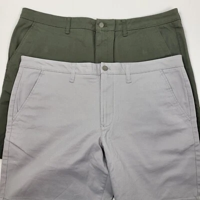2 Pairs Of Member's Mark Everyday Flat Front Twill Shorts  Gray & Green Size 40 - Image 1 of 4