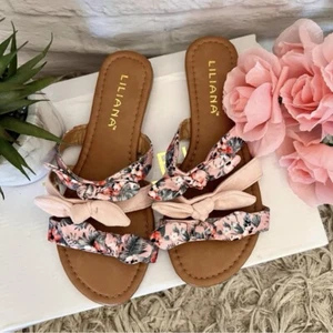 Pink Tropical Bow Sandals - Picture 1 of 10