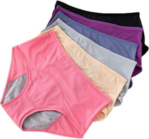 5 Pack Womens Menstrual Underwear Leakproof Period Knickers Panties Cotton Pants