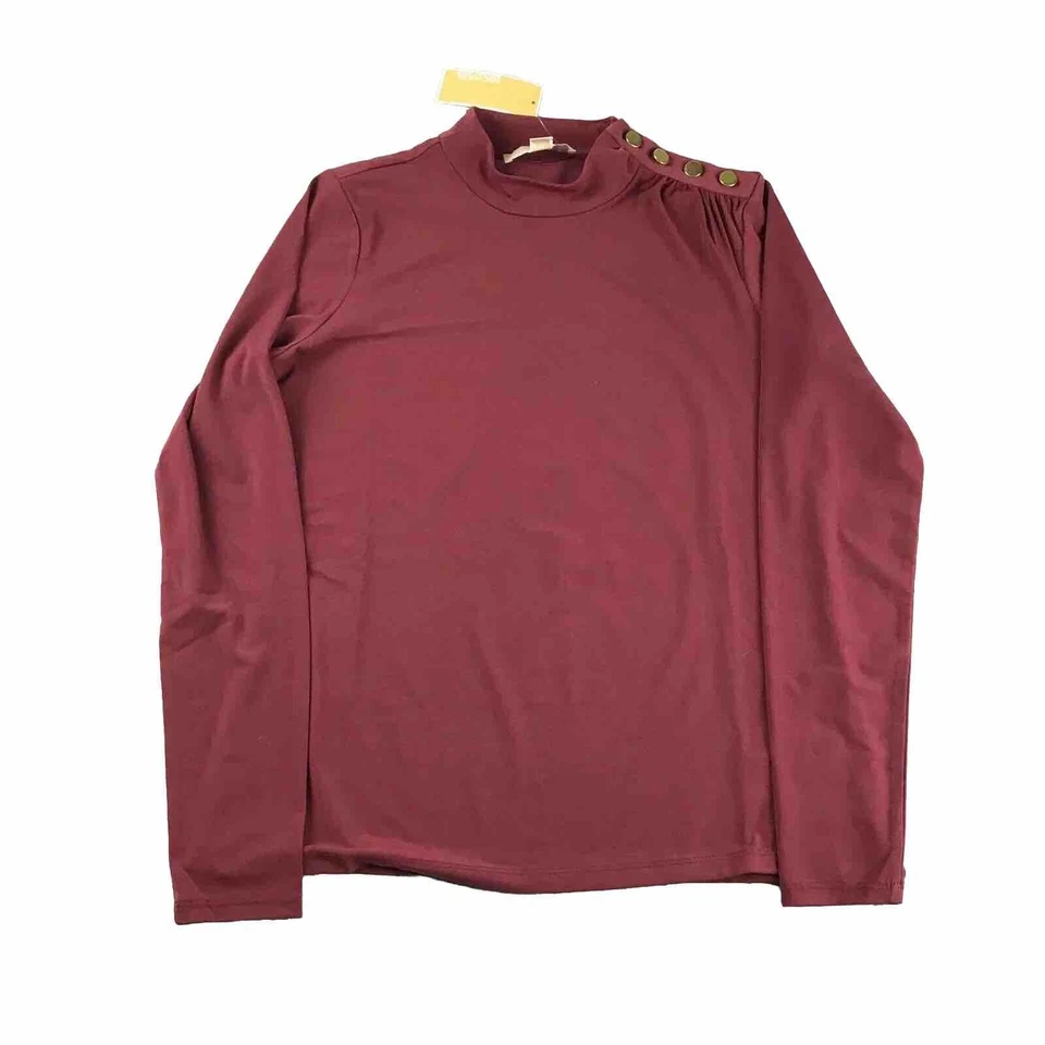 Camisa Michael Kors feminina média vermelha botão de ombro leve nova com etiquetas - Imagem 1 de 4