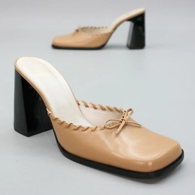 Sandalias Aldo Damas 40 (aproximadamente 9) Cuero Tostado Bomba 4" Tacones Deslizables Mules España Foto 1 de 4