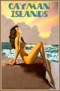 Kaimaninseln Britisch Westindien Reise Poster Natalie Holz Kunstdruck 355 - Bild 1 von 4