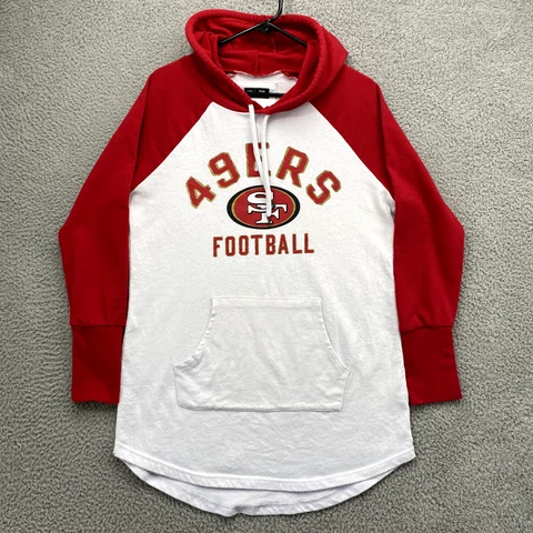 San Francisco 49ers Sweatshirt Women Large White Red Hoodie Sweater NFL Ladies Cover
