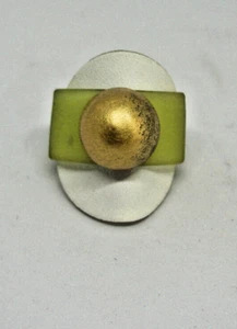 PETRA MEIREN GROSSER RING STERLINGSILBER 925 VERGOLDET KAUTSCHUK - Bild 1 von 8