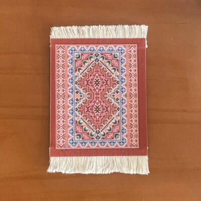 Woven Cup Pad Persian Pattern Rug Mat Mini Office Table Decor Home Craft Retro - Image 1 of 4